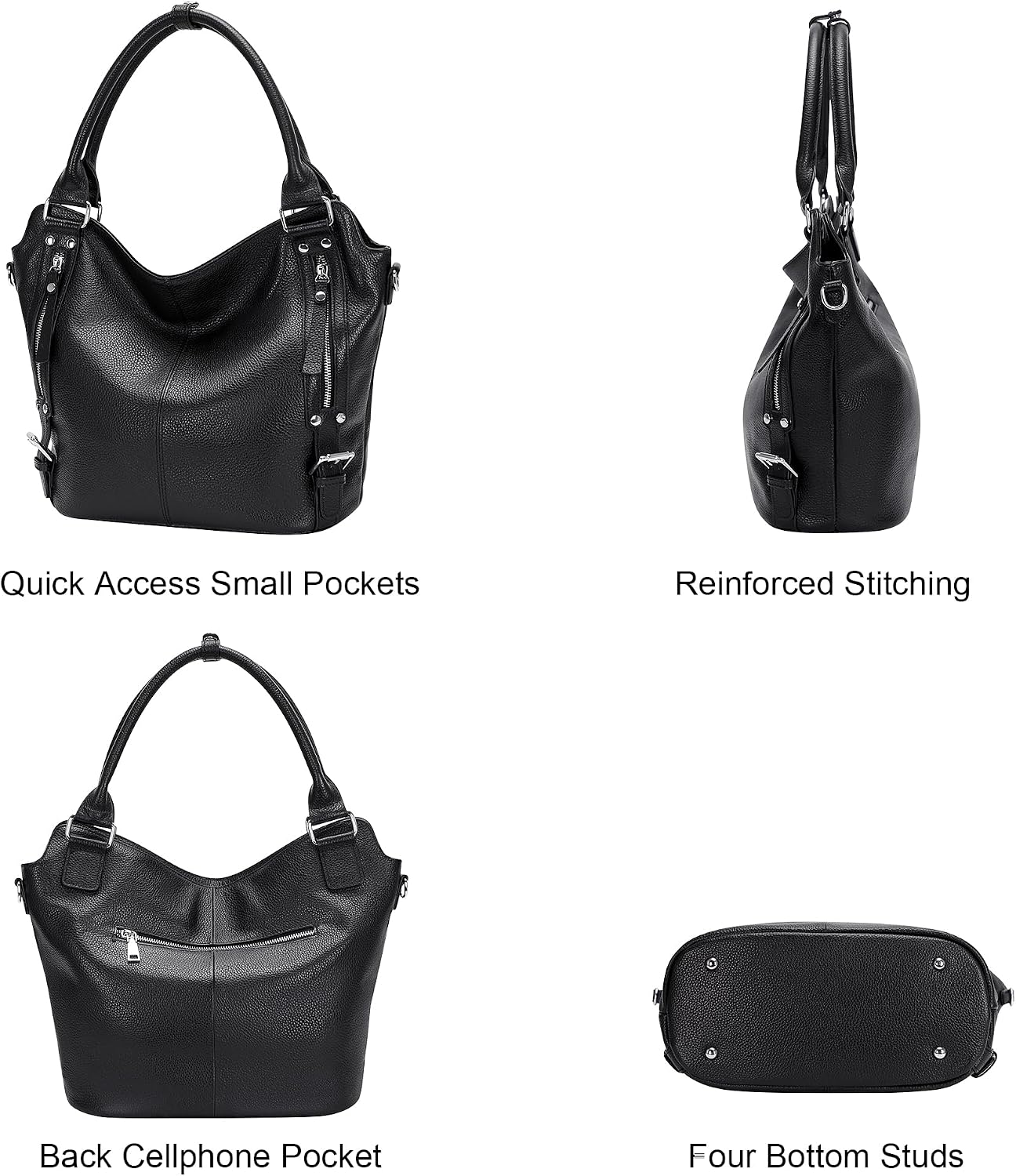 Over Earth Genuine Leather Handbags for Women Hobo Shoulder Bags Ladies Tote Bag