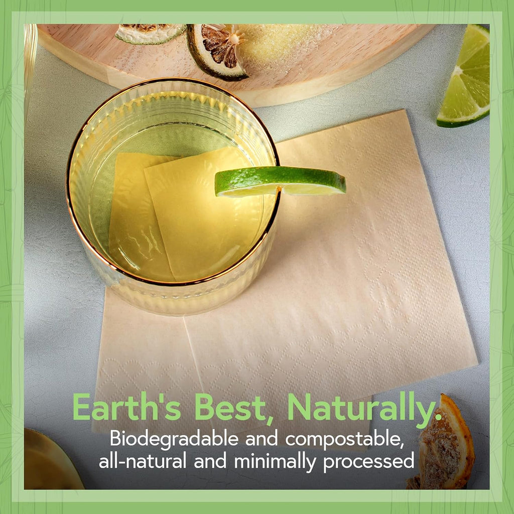 Jenvita 100% Bamboo Cocktail Napkins Bulk (6000-Pack) | 2-Ply FSC Certified | Compostable Bar Napkins Bulk for Party, Home or Commercial Use | 4.5 x 4.5 Inch Folded | Ideal for Weddings & Events