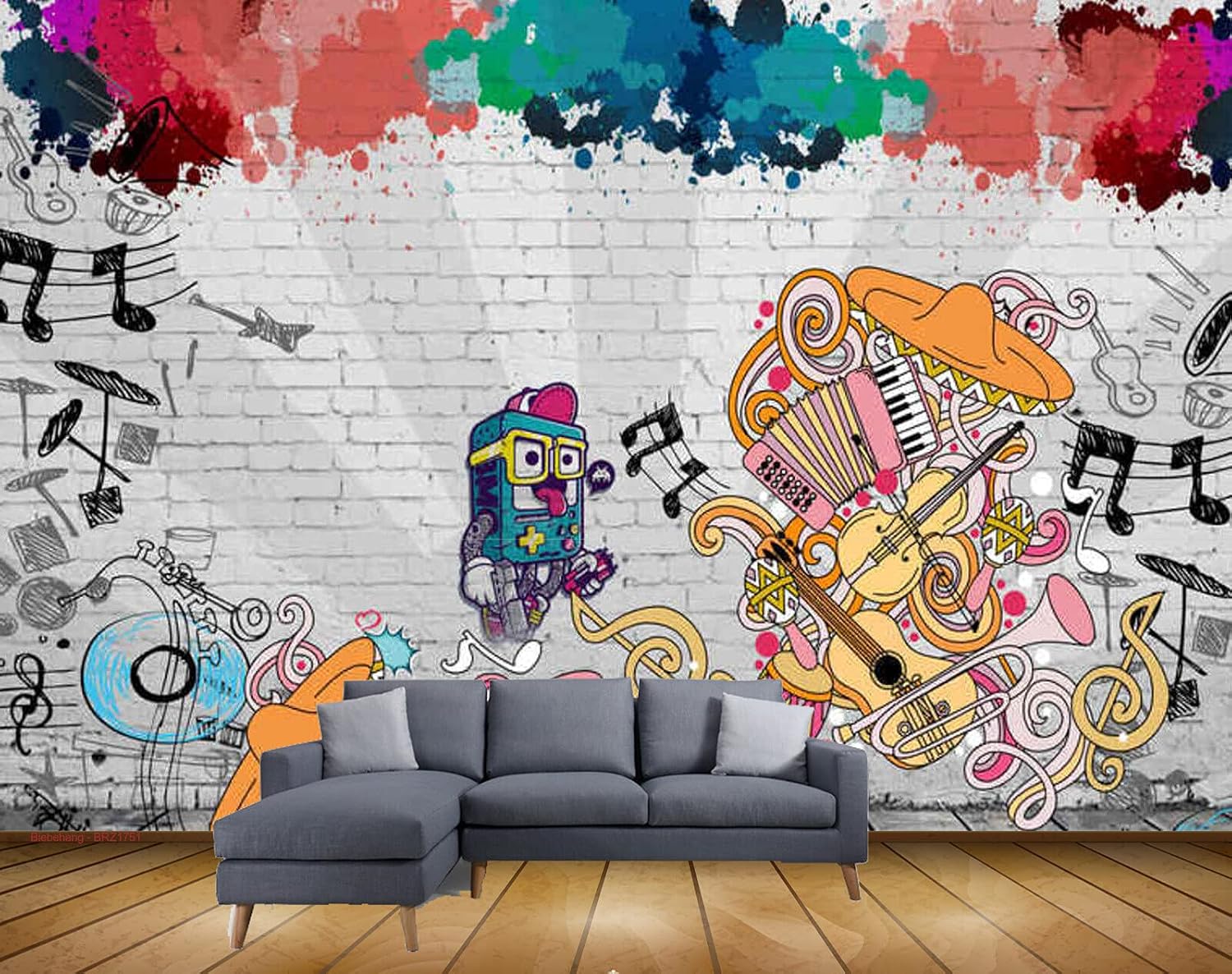 Exclusive BRZ1751 Beautiful Musical Theme Notes Instruments Collection HD 3D Wallpaper(365 cm x 304 cm)