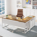 Tribesigns L Shaped Desk with Drawer,63' Executive Computer Desk and lateral File Cabinet, 2 Piece Home Office Furniture for Hanging File, Cabinet with Doors
