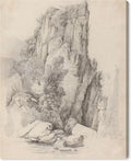 Art Remedy Rock Cliffs above a Stream 1818 Canvas Classic Sketches, Gallery Wrapped, 24' x 30'