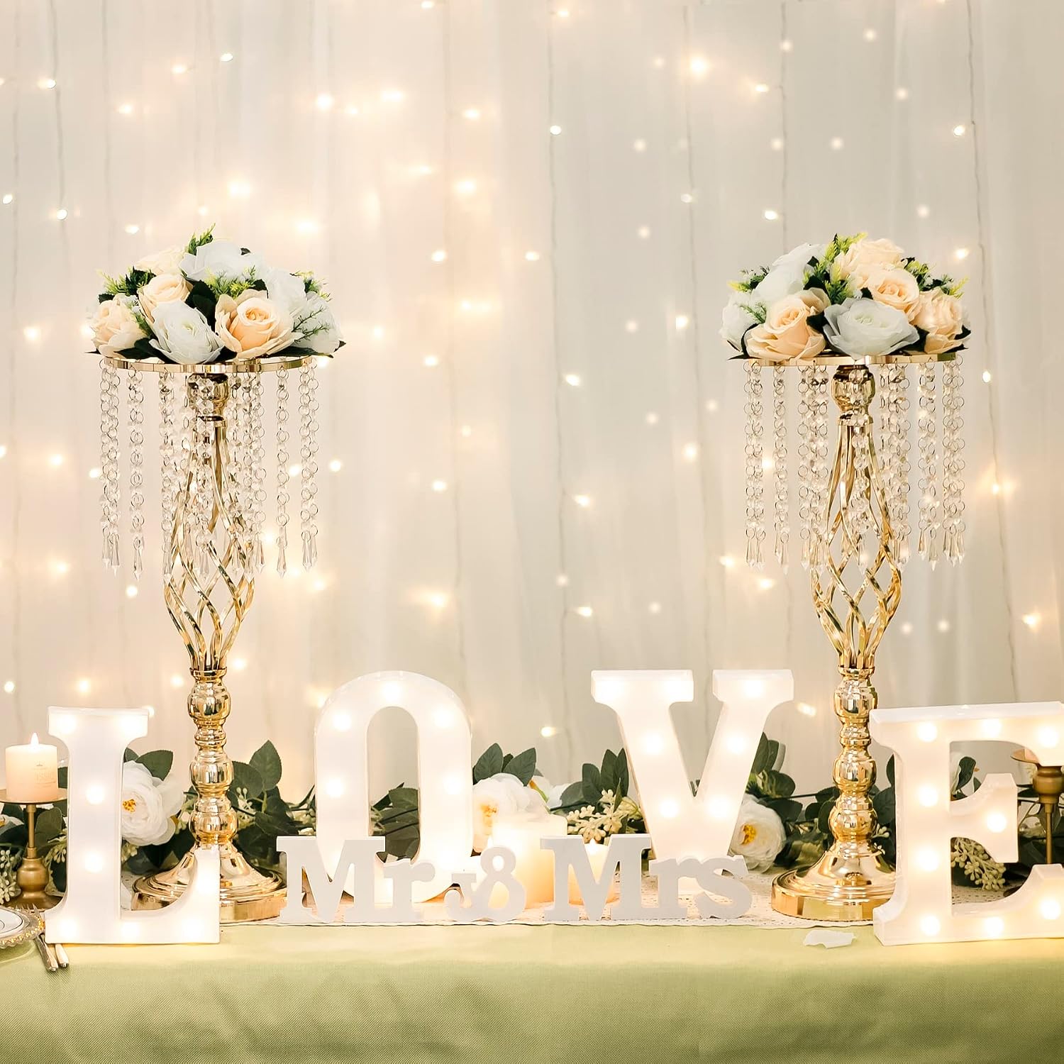 10pcs Gold Metal Flower Vases Crystal Flower Stand Wedding Centerpieces for Tables Party Dinner Event Restaurant Hotel Decoration