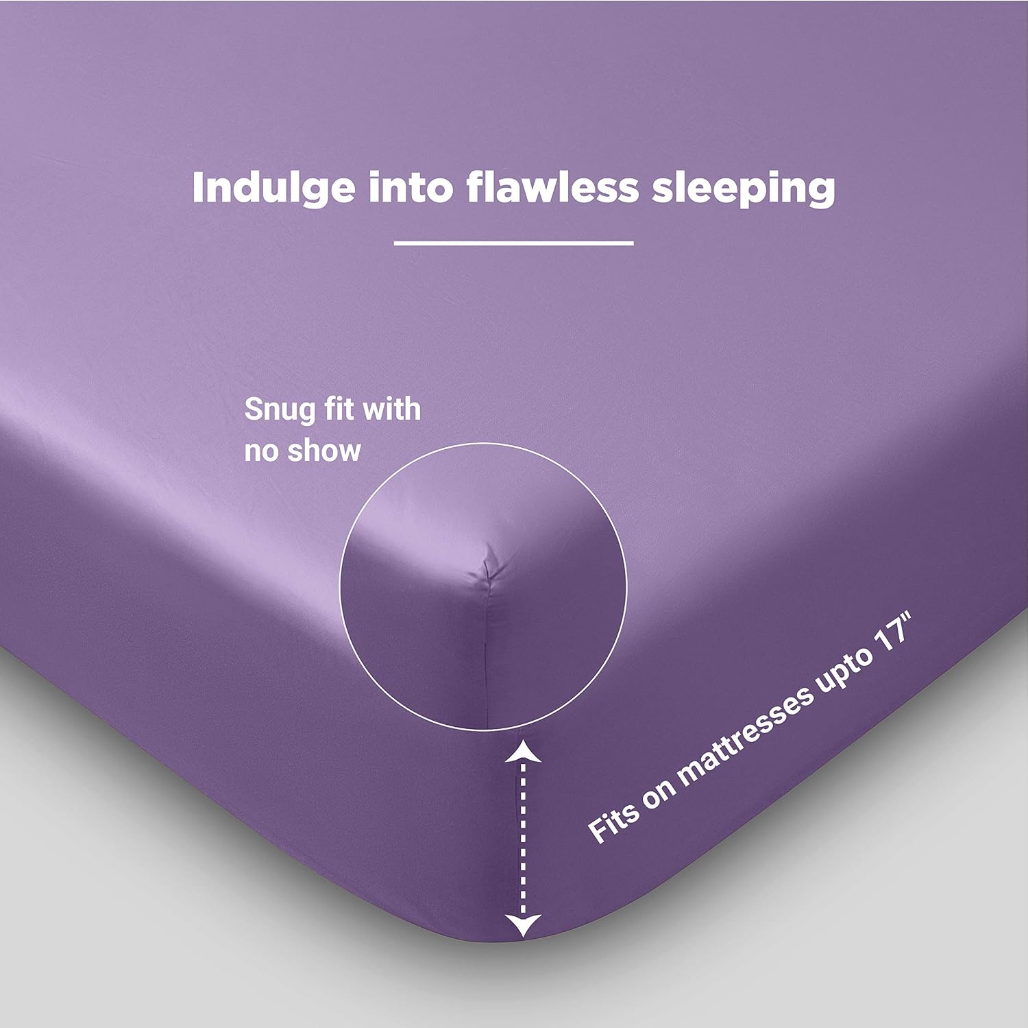 Fabdreams 100% Organic Cotton Percale Weave California King Size Sheet Set | 300 Thread Count | GOTS Certified | Long Staple Cotton | Cool Crisp Breathable | Fits Upto 17' Deep Pocket | Lilac