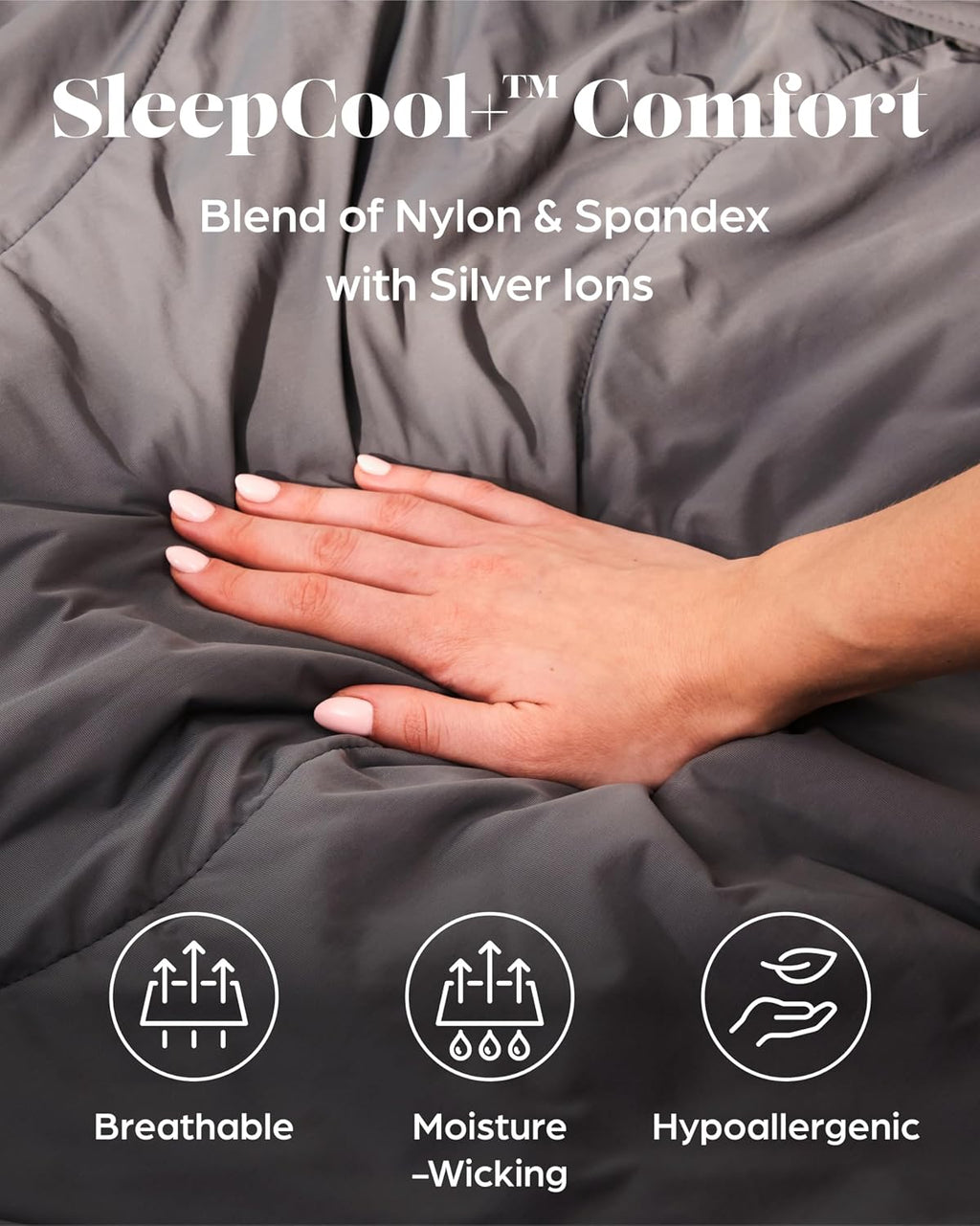Lavish Comforts Cooling Comforter Queen Size 90x90, Cooling Blanket for Hot Sleepers & Night Sweats, Breathable Lightweight All Season Bedding Comforter, Soft Dark Grey Duvet Insert