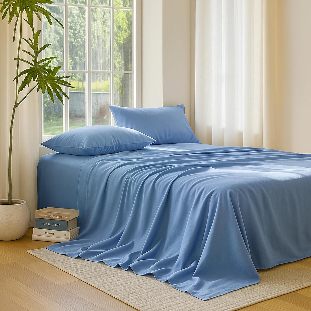BedVoyage Cooling Sheets Queen – Viscose from Bamboo, Sheet Set for Hot Sleepers, 18' Deep Pocket, Soft Breathable Bedding, Ocean