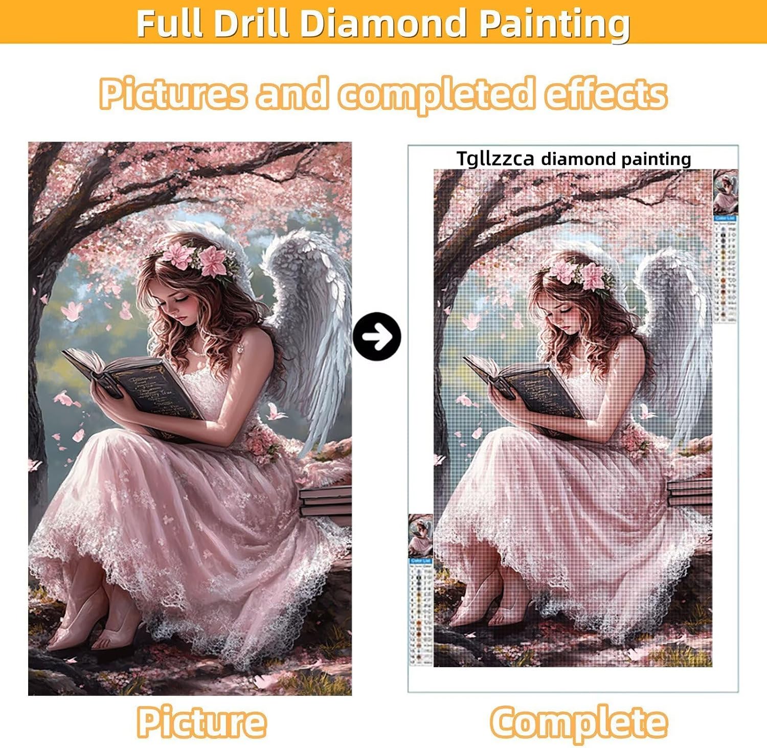Diamond Art Kits for Adults Girl Diamond Painting Kits, 5D Square Wing Full Drill Dimond Art Paintings Crystal Rhinestones Crafts for Adults for Gift Home Wall Decor, Large Size 40 x 80 Inch, Model864