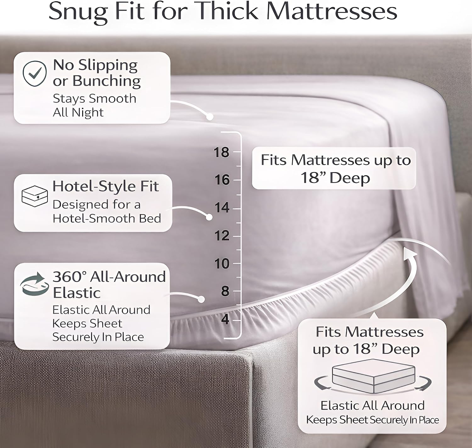 100% Egyptian Cotton Sheets Full Size - Buttery Soft Sateen Weave - Heavyweight Luxury Hotel Bedding - 16' Deep Pocket, Lustrous 4 Pc Set - Premium Gift Box (Light Grey - Full)