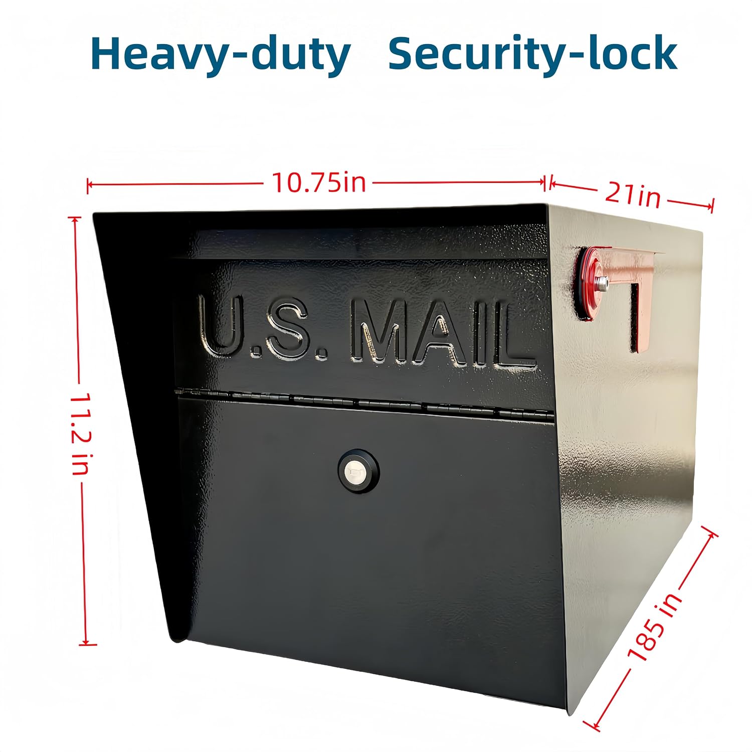 Mailbox,with Mounting Post,Comes with 4 Keys, Mailboxes for Outside,Locking Mailbox,Large,Black,Metal Mail Box,Heavy Duty,