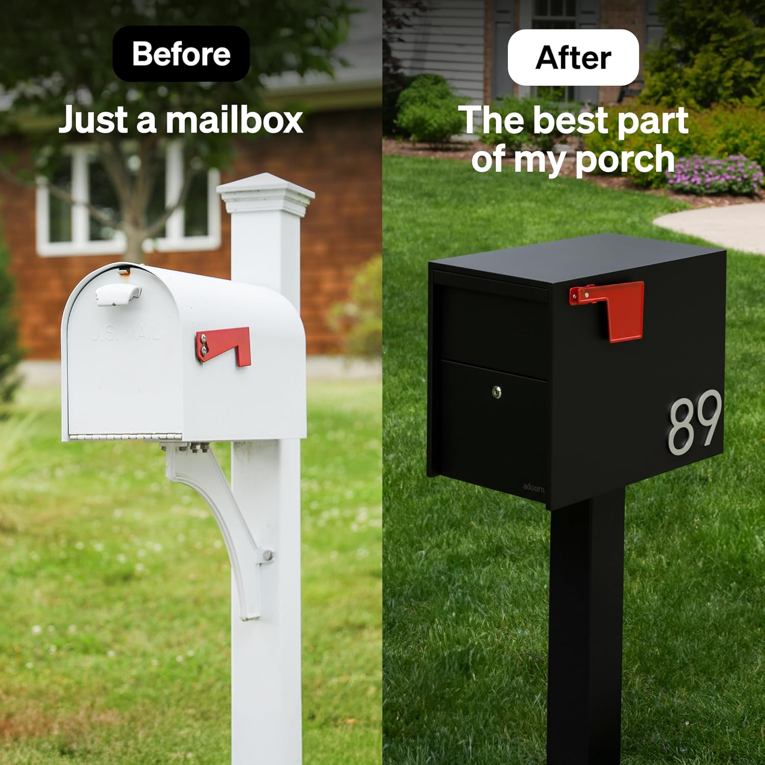 Adoorn Lockable Post Mount Mailboxes for Outside - Large Anti-Theft Locking Mailbox for Packages and Letters - Weatherproof Construction - Durable Steel - 15.5' H x 12' W x 18.5' D - Black