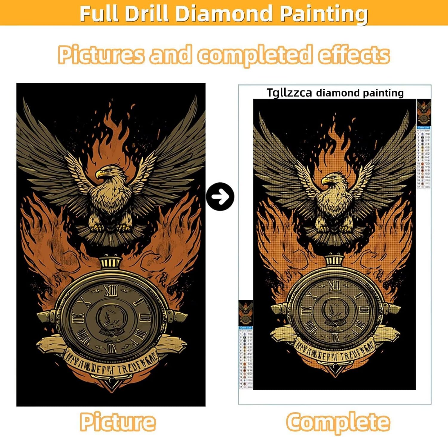 Diamond Art Kits for Adults Eagle Diamond Painting Kits, 5D DIY Square Animal Full Drill Dimond Art Paintings Rhinestones Crafts for Adults for Gift Home Wall Decor, Large Size 40 x 80 Inch, Model996