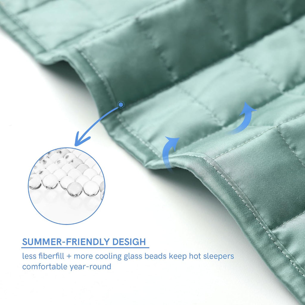 YnM King Size Cooling Weighted Blanket for Adults (88x104 Inches, 25 Pounds, Sea Grass), Perfect for Hot Sleepers with Cooling Rayon/Glass Beads, Heavy Bed Blanket for Couple on Queen or King Bed
