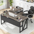 Tribesigns Grey Executive Desk with Cabinet, 55' L Shaped Computer Desk and lateral File Cabinet with Locks, 2 Piece Home Office Furniture Set for Hanging