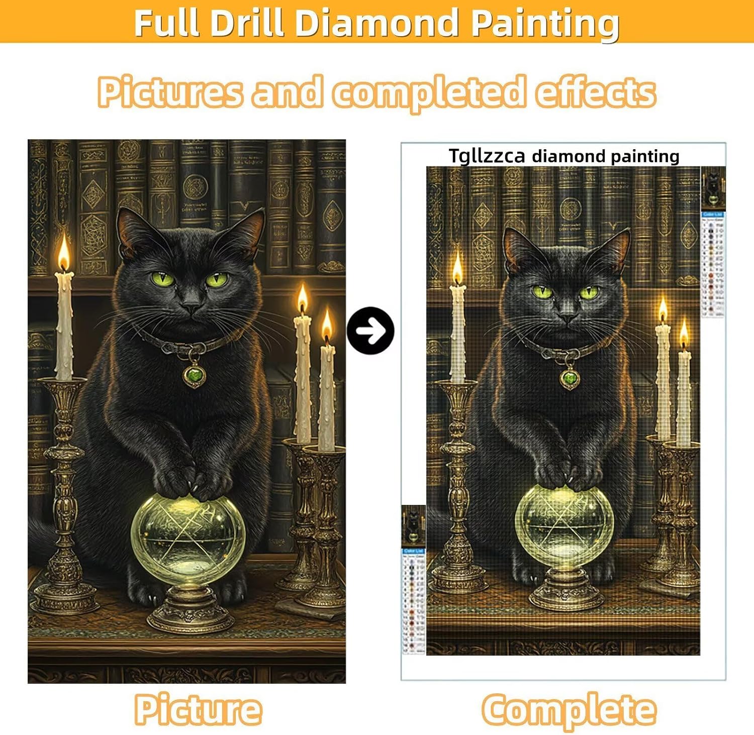 Diamond Art Kits for Adults Magic Diamond Painting Kits, DIY Round Cat Full Drill Dimond Art Paintings Crystal Rhinestones Crafts for Adults for Gift Home Wall Decor, Large Size 40 x 80 Inch, Model861