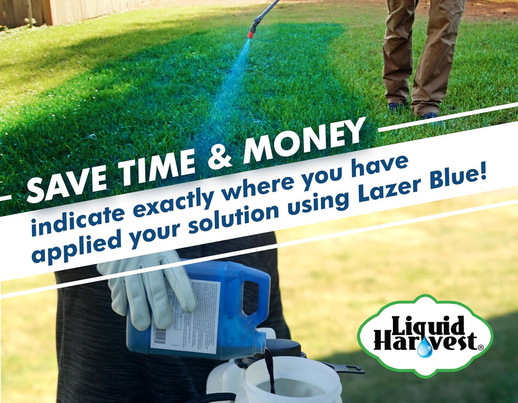 Liquid Harvest Lazer Blue Concentrated Spray Pattern Indicator - 2.5 Gallon- Perfect Weed Spray Dye, Herbicide Dye, Fertilizer Marking Dye, Turf Mark and Blue Herbicide Marker