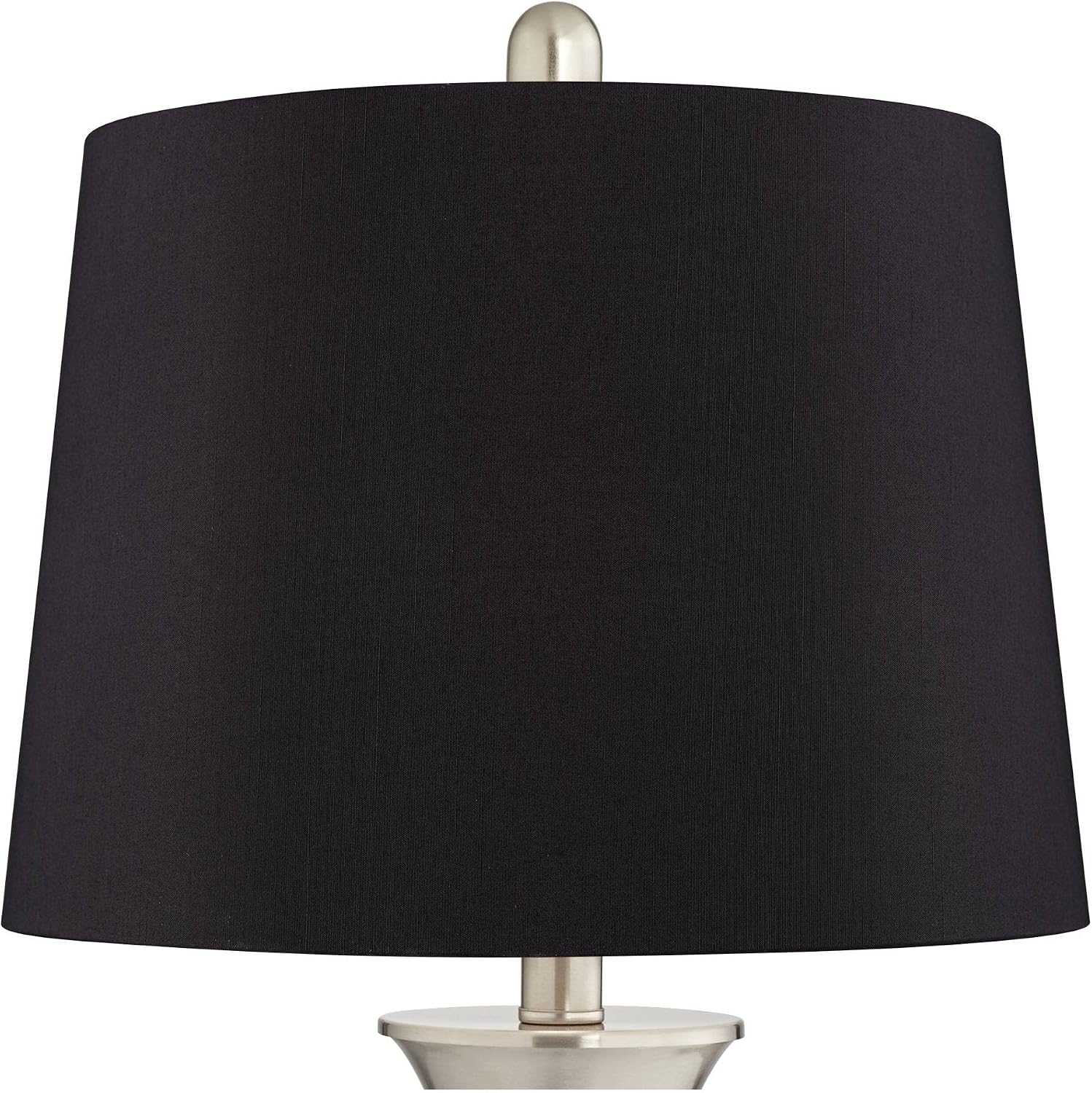 360 Lighting Seymore Modern Table Lamps 26' Tall Set of 2 with USB Charging Port Silver LED Touch On Off Black Faux Silk Drum Shade for Bedroom Living Room House Home Desk Bedside Nightstand