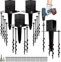 LADECH 16″ No-Dig 4×4 Ground Spike Post Anchors – Powder-Coated Steel, Includes 4 Corner Screws – Heavy-Duty Ground Anchors for Fence, Mailbox & Deck Posts (4 PCS - Black)