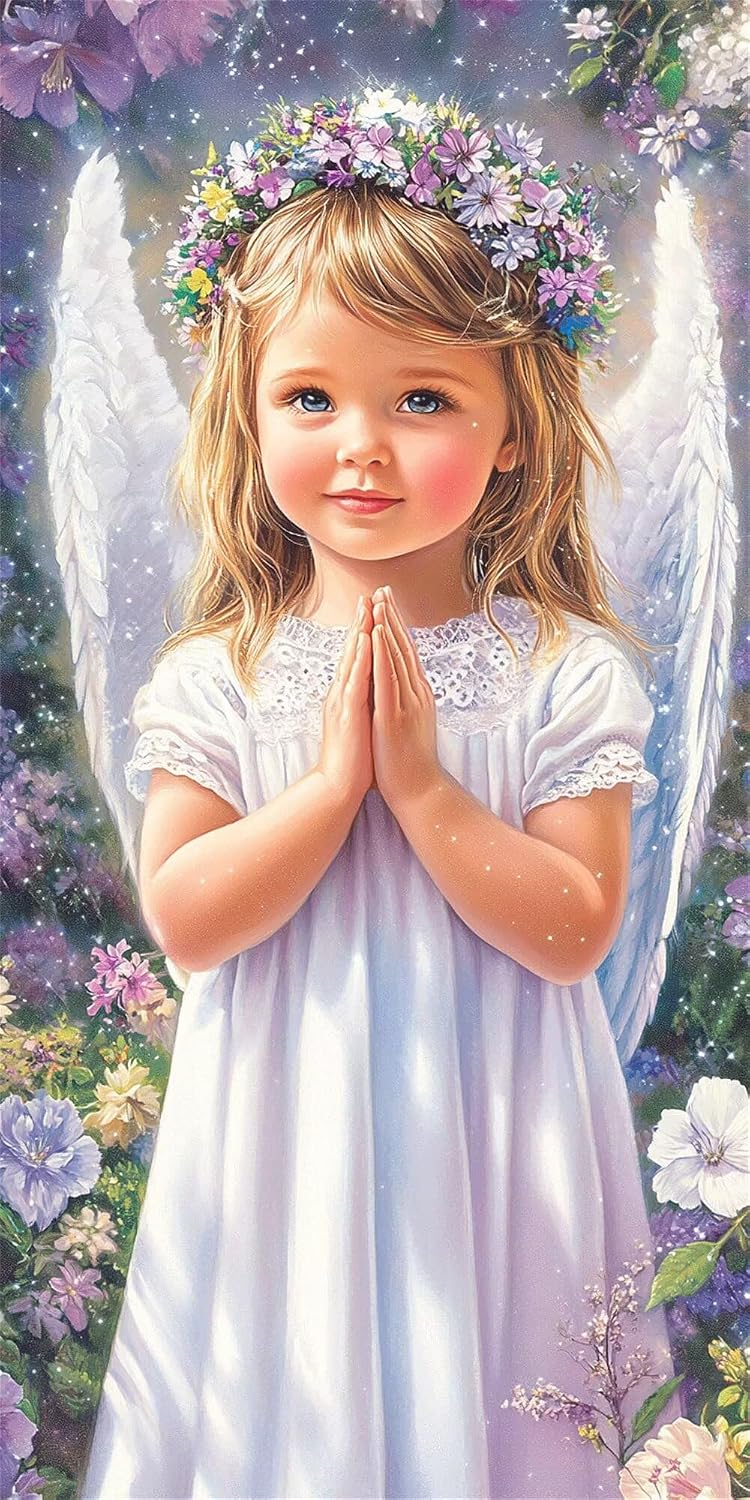 Diamond Art Kits for Adults Angel Diamond Painting Kits, 5D Round Girl Full Drill Dimond Art Paintings Crystal Rhinestones Crafts for Adults for Gift Home Wall Decor, Large Size 40 x 80 Inch, Model693