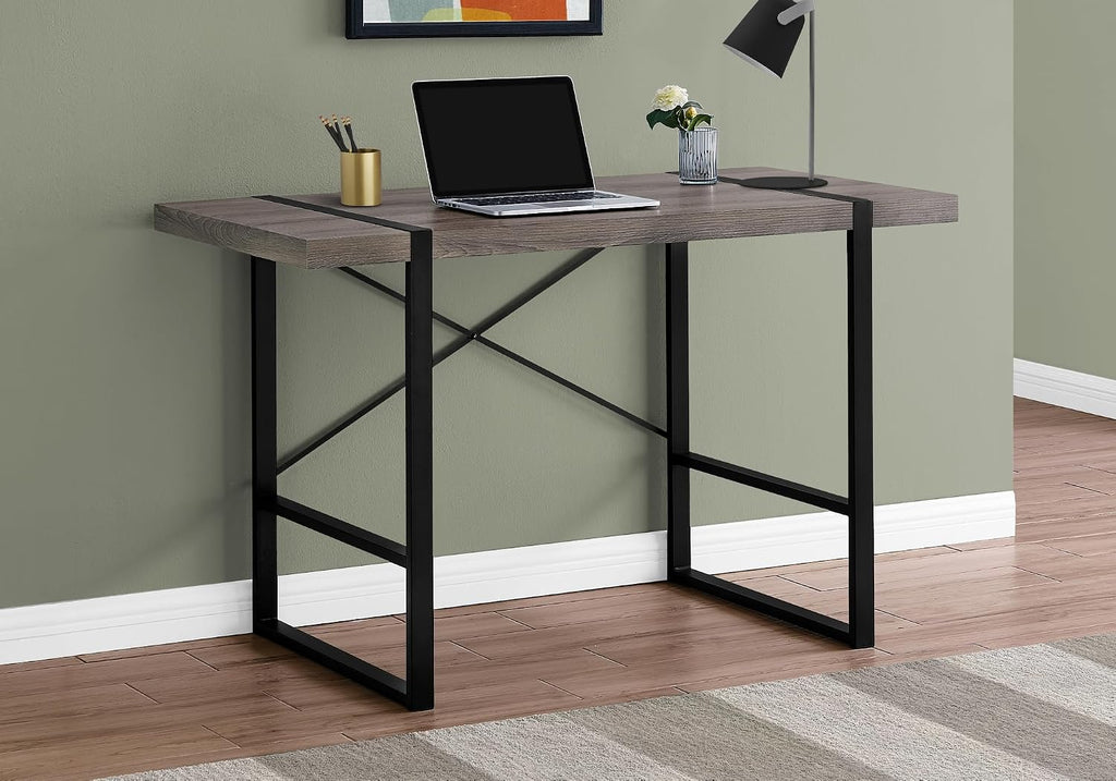 Monarch Specialties Laptop Table for Home & Office-Study Computer Desk-Contemporary Style-Metal Legs, 48' L, Dark Taupe