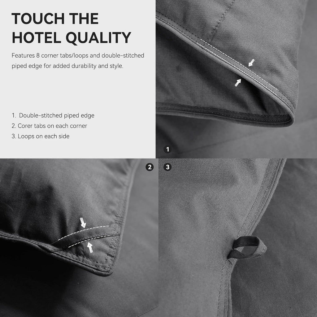 Grey Goose Feather Down Comforter Queen Size, Premium All Season Duvet Insert, 750+ Fill Power 1200TC Cotton Blend Fabric Hotel Style Comforter, 42 Oz Lightweight (90x90, Dark Grey)
