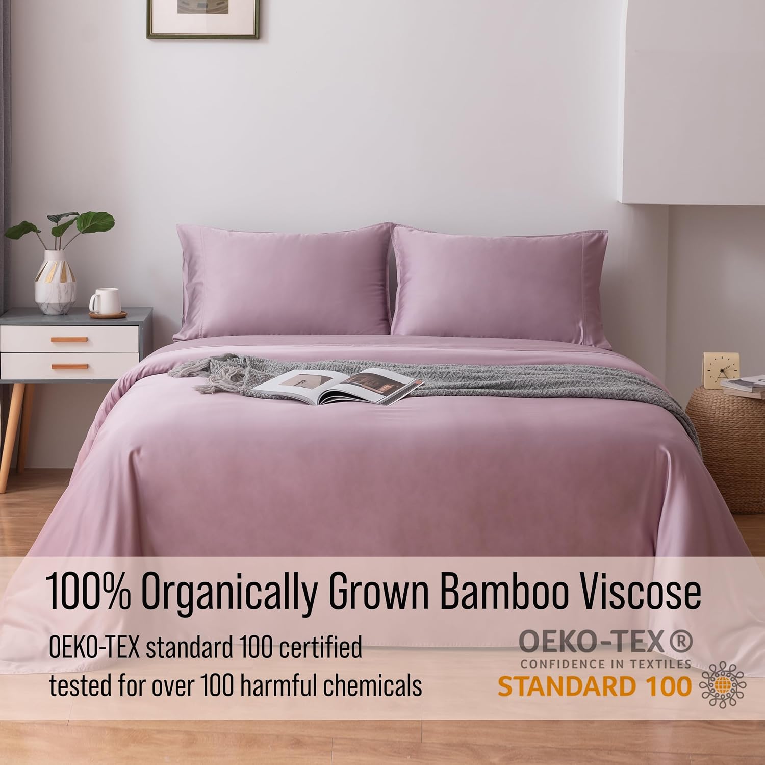 Bella Coterie Luxury Bamboo Viscose Queen Size Sheet Set | 100% Organically Grown | Ultra Soft | Cooling for Hot Sleepers | 18' Deep Pocket [Lilac]