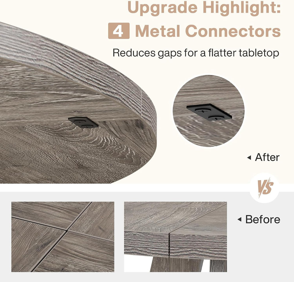 Tribesigns Farmhouse Dining Table, 47 Inch Round Dinner Table for 4 (Grey)
