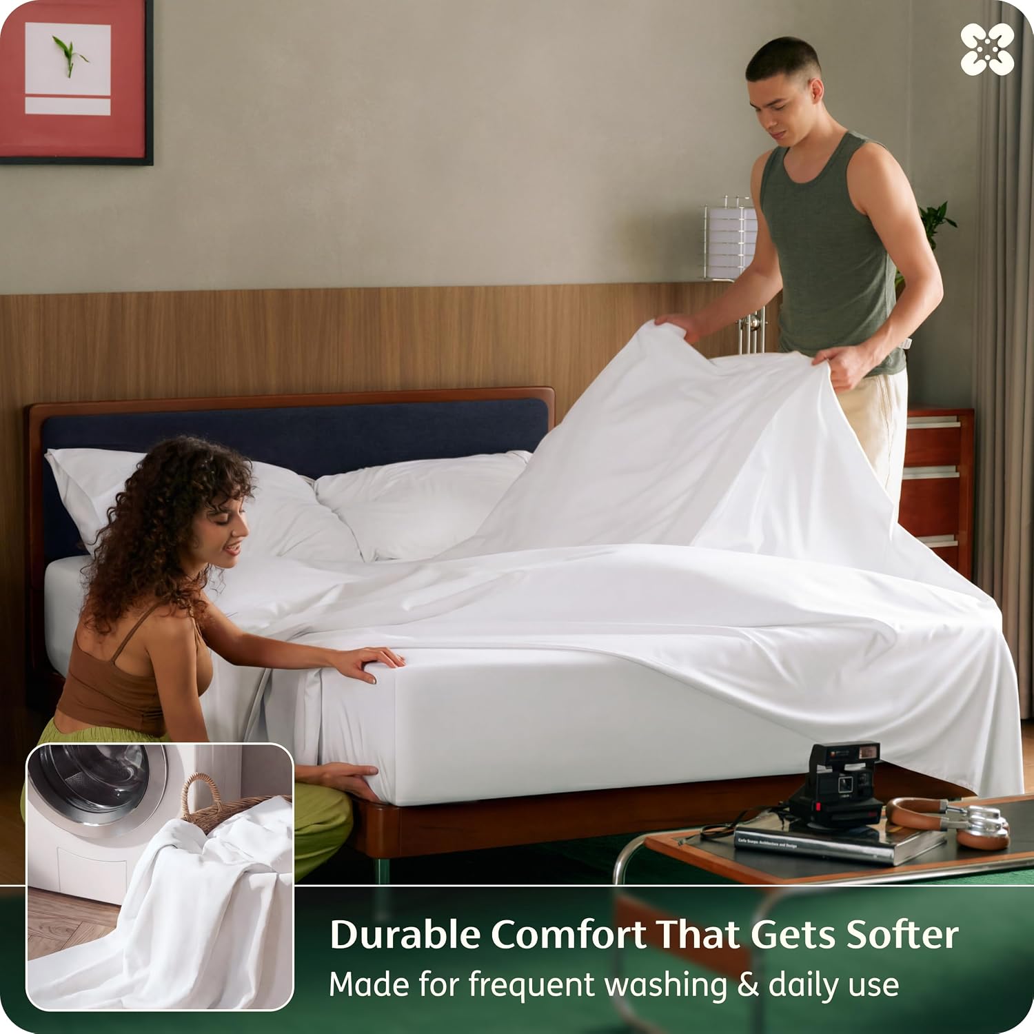 Bedsure Bamboo Viscose Cooling Sheets, Rayon Cotton Serene Blend, PureWoven, Breathable & Buttery Soft King Size Sheets Set, Deep Pocket Up to 18', Hotel Luxury Bedding for Hot Sleepers, White