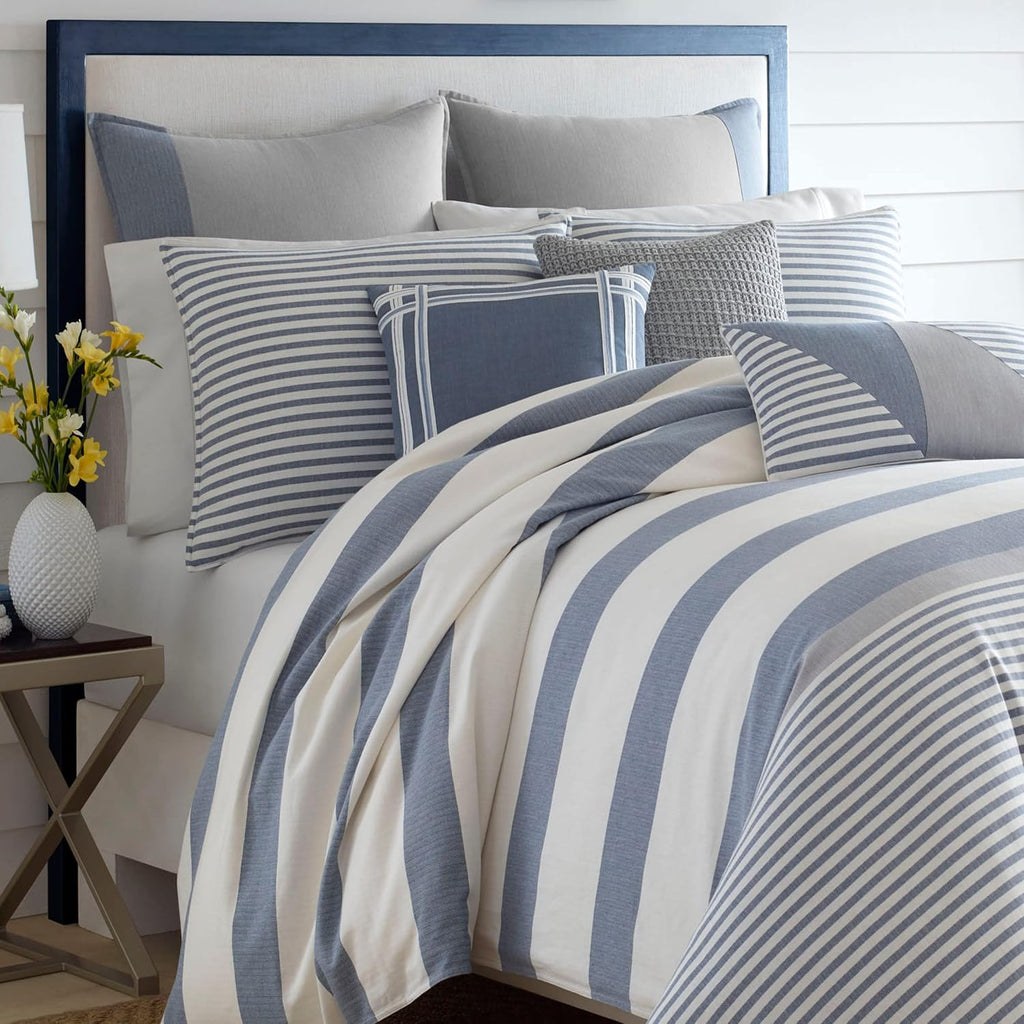 Nautica - Twin Duvet Cover Set, Cotton Reversible Bedding with Matching Sham, Mediterranean Inspired Bedding Set for All Seasons (Fairwater Blue, Twin) (Pack of 2)