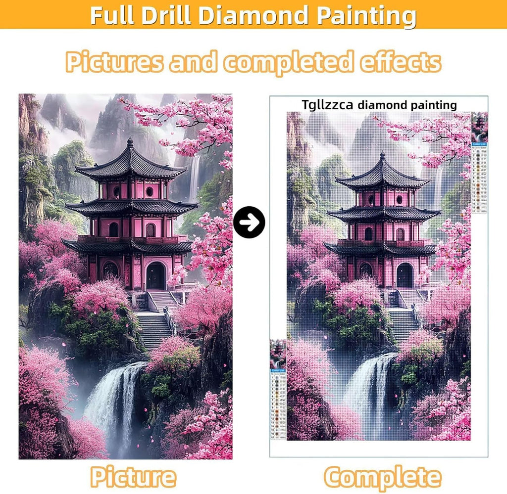 Diamond Art Kits for Adults Japan Diamond Painting Kits, 5D DIY Square Landscape Full Drill Dimond Art Paintings Crystal Crafts for Adults for Gift Home Wall Decor, Large Size 40 x 80 Inch, Model696