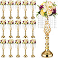 Sieral 15 Pcs Gold Wedding Centerpieces for Table Gold Crystal Flower Stand 19.3 Inch Tall Vase with Chandelier Metal Flower Holders for Wedding Bridal Shower Party Reception Dinner Tabletop Decor