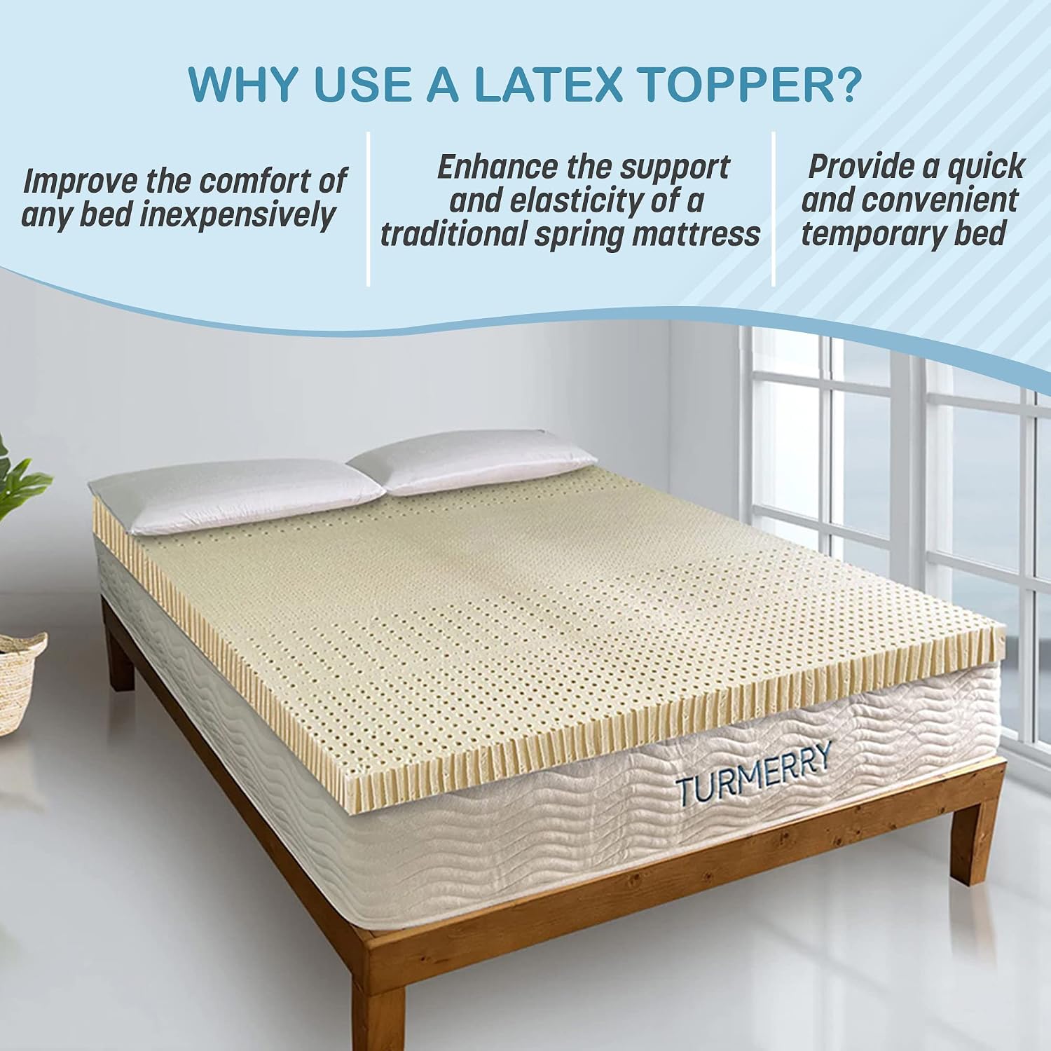 7-Zone Green Natural Organic Latex Mattress Topper Twin XL Size - 3 inch - High Density Firm - GOLS Certified Latex Foam Bed Pad for Back Sleepers Back Pain Relief Support Durable and Breathable