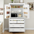77.3 inch Tall Kitchen Pantry Cabinet with 6 Door Shelves and 2 Adjustable Shelves, Wooden Storage Cabinet Cupboard with 6 Drawers for Kitchen, Dining (White-83)