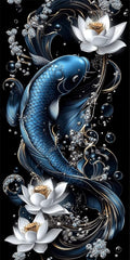 Diamond Art Kits for Adults Fish Diamond Painting Kits, 5D DIY Square Flower Full Drill Dimond Art Paintings Crystal Rhinestones Crafts for Adults for Home Wall Decor, Large Size 36 x 72 Inch,Model930