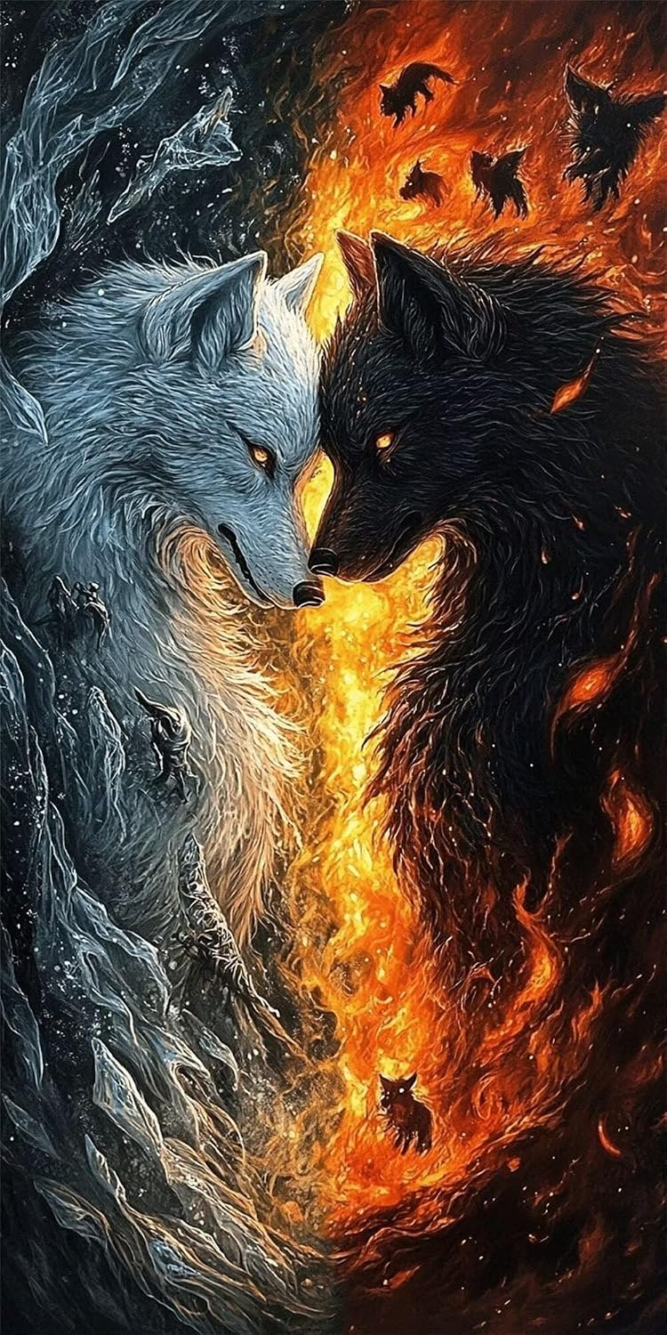 Diamond Art Kits for Adults Wolf Diamond Painting Kits, 5D DIY Square Animal Full Drill Dimond Art Paintings Crystal Rhinestones Crafts for Adults for Home Wall Decor, Large Size 40 x 80 Inch,Model756