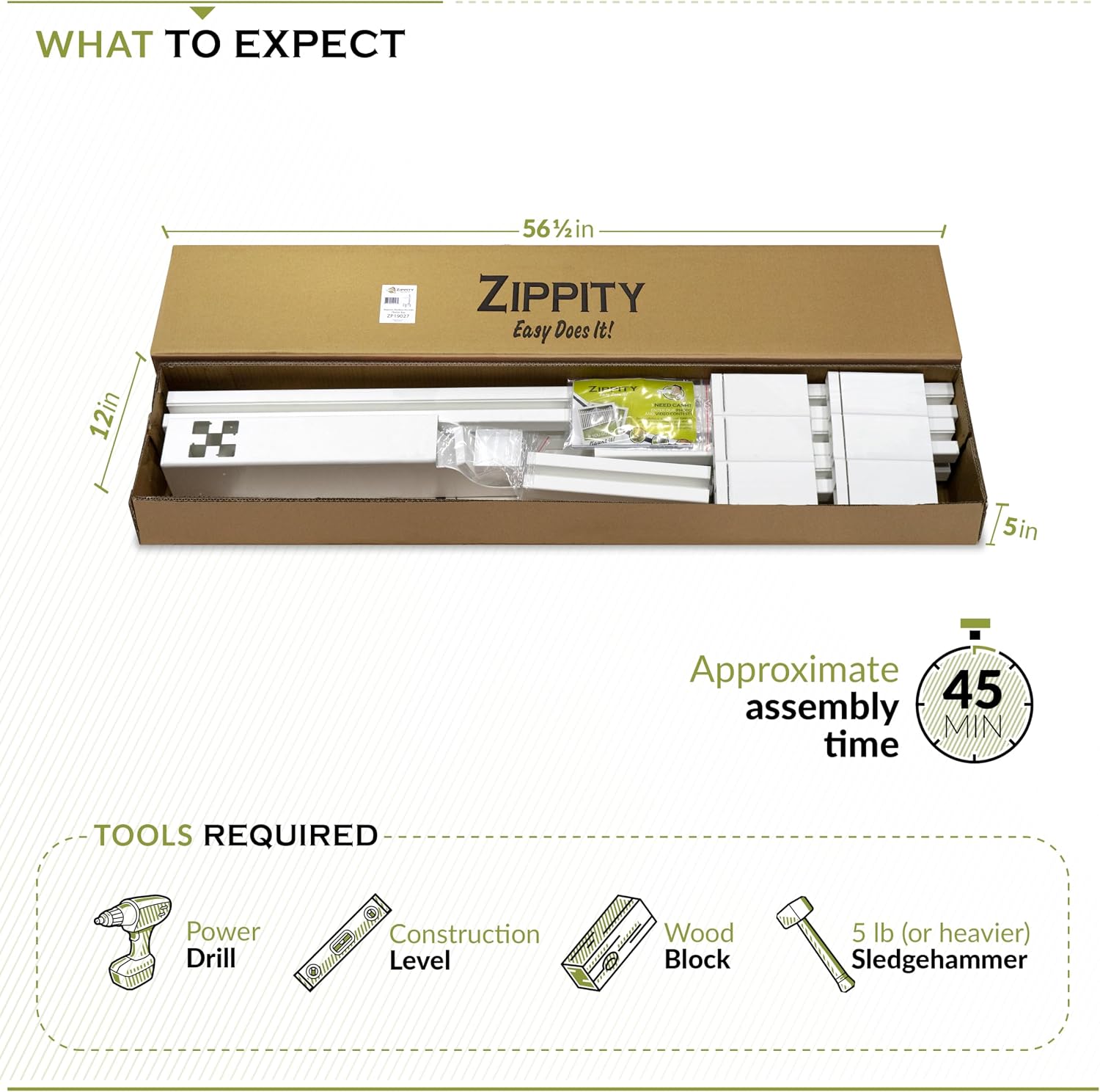 4.5ft H (1 Post w/Planter) No Dig Zippity Majestic Mailbox Post with Planter Box, White Vinyl Support for Outdoor Mail, Decorative Column w/Flower Box, Architectural Mount for Letter Box, ZP19027