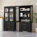erosoei 61.02'H Metal Pantry Storage Cabinet with Drawer,Pantries Cabinets with Acrylic Glass Doors and Adjustable Shelves,Cupboard for Kitchen, Laundry Room,Living Room,Bathroom,Dinning Room
