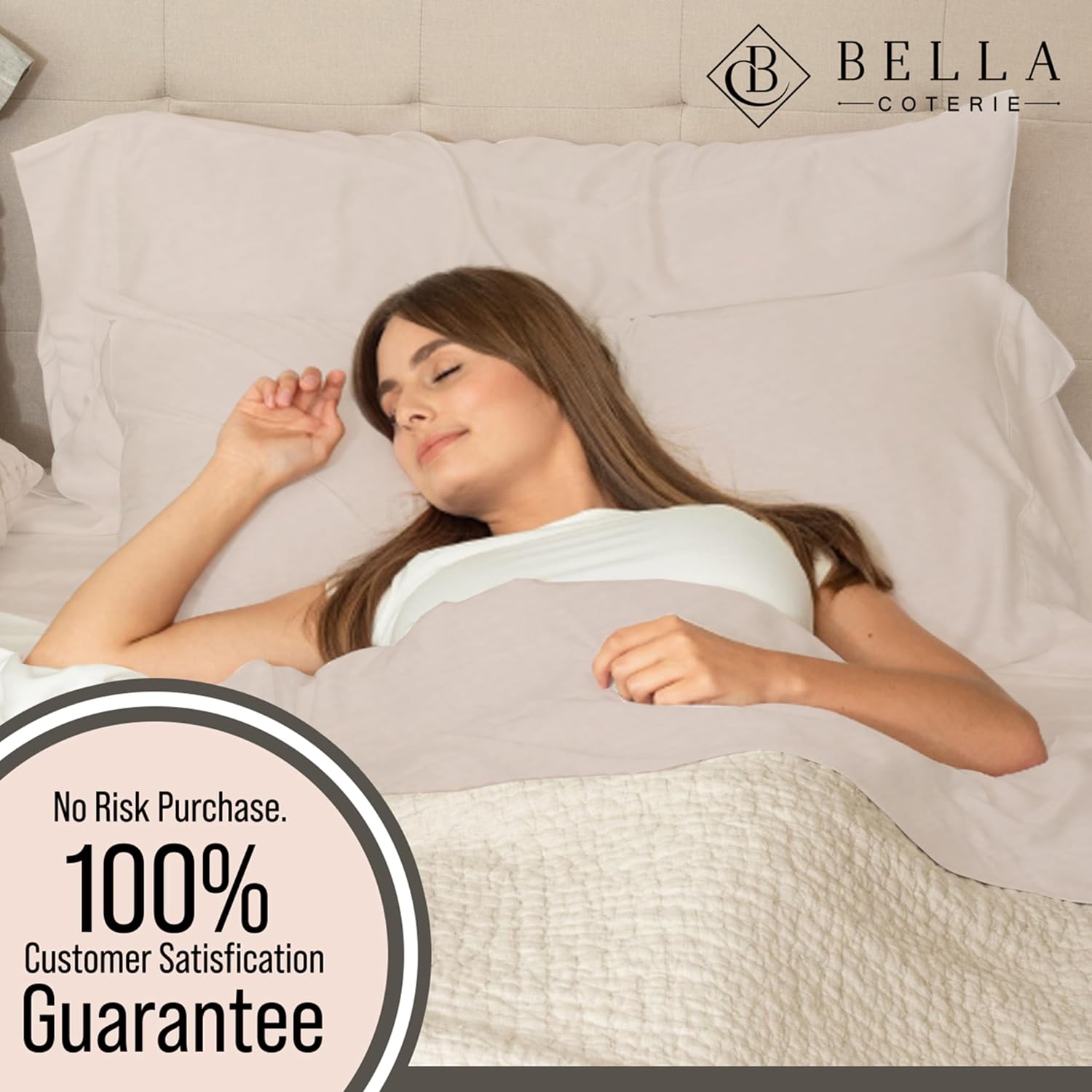 Bella Coterie Luxury Bamboo Viscose Queen Size Sheet Set | 100% Organically Grown | Ultra Soft | Cooling for Hot Sleepers | 18' Deep Pocket [Dune]