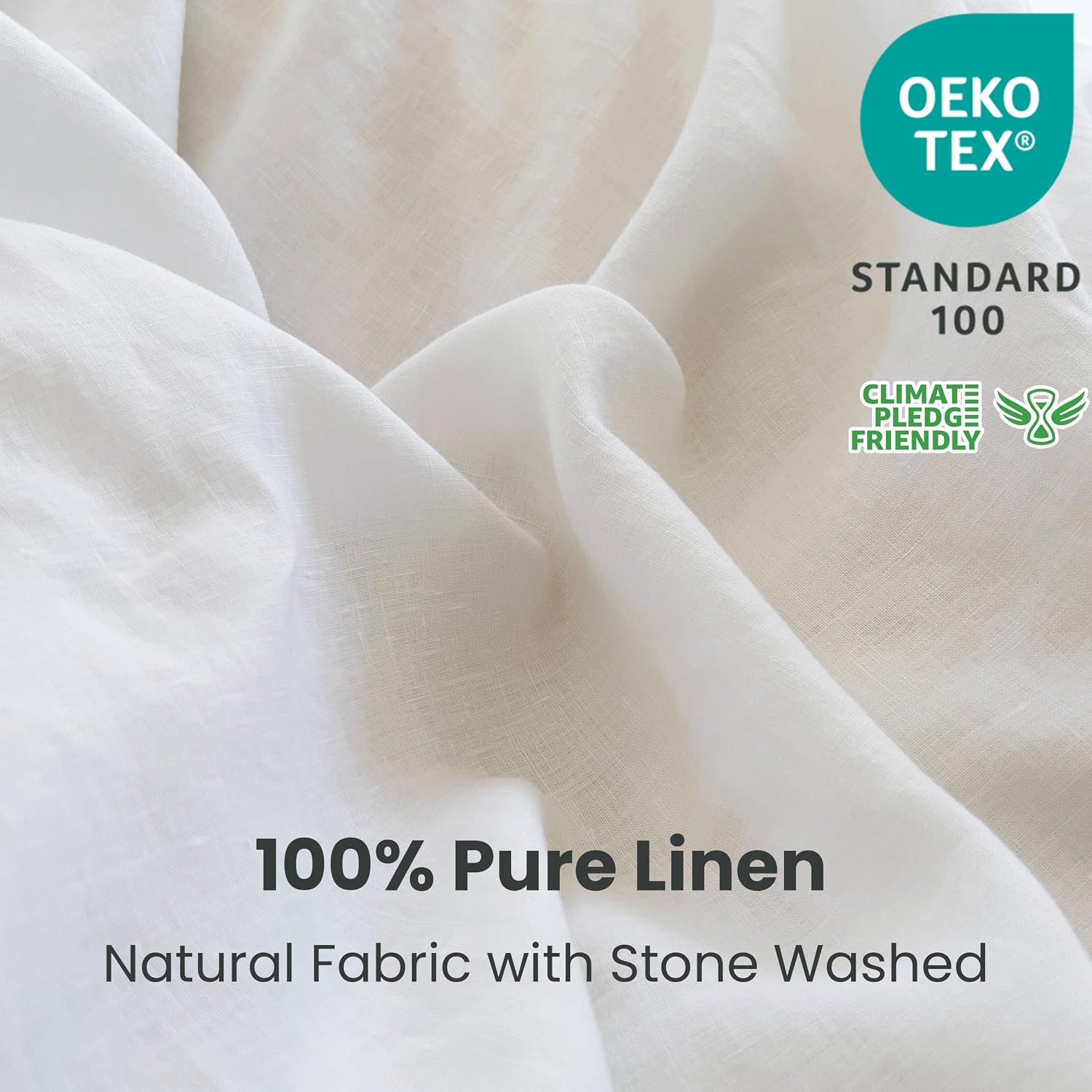 Simple&Opulence 100% Linen Duvet Cover Set 3pcs with Coconut Button Closure Natural French Washed Flax Solid Color Soft Breathable Farmhouse Bedding - White, Queen Size
