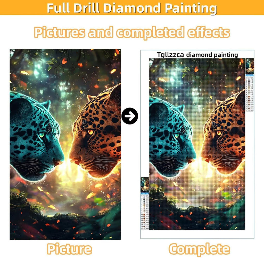 Diamond Art Kits for Adults Leopard Diamond Painting Kits, 5D DIY Round Animal Full Drill Dimond Art Paintings Rhinestones Crafts for Adults for Gift Home Wall Decor, Large Size 40 x 80 Inch, Model669