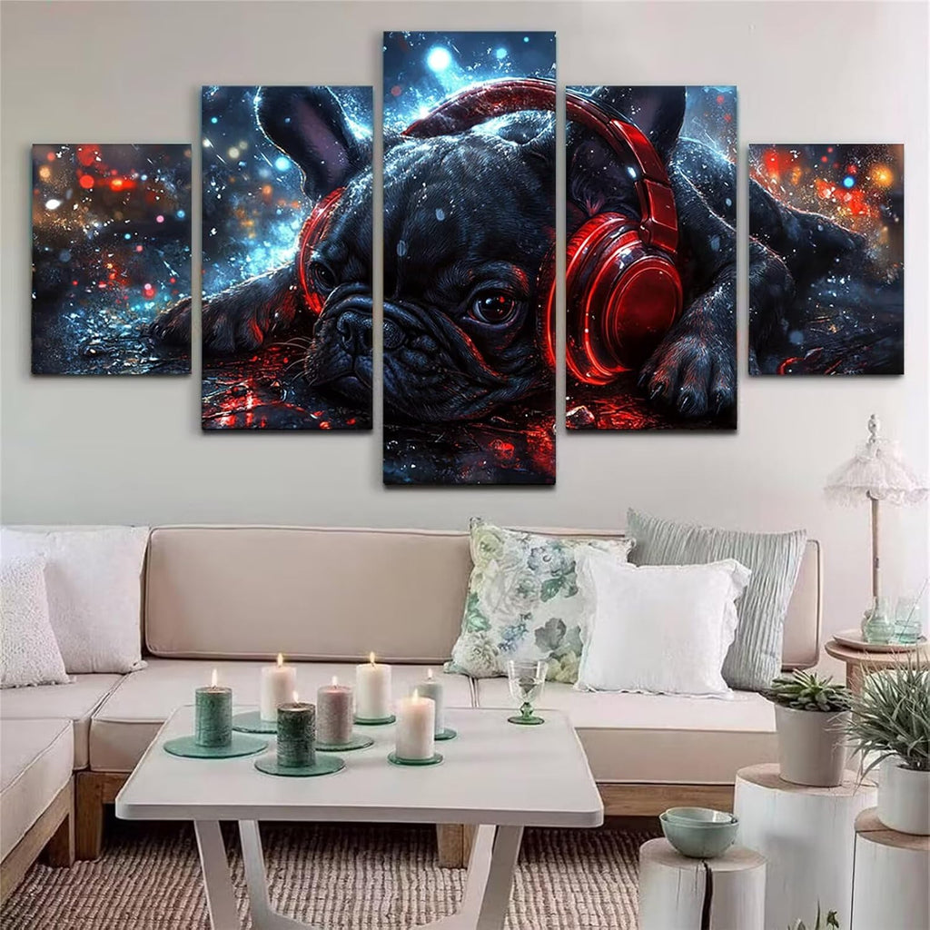 Dog Diamond Art 5 Piece Diamond Painting Animal 5D Full Square Drill Dimond Art Paintings Crystal Rhinestones Crafts for Adults Gem Painting for Home Decor, Large Artwork for Wall 40 x 80 Inch,Model84