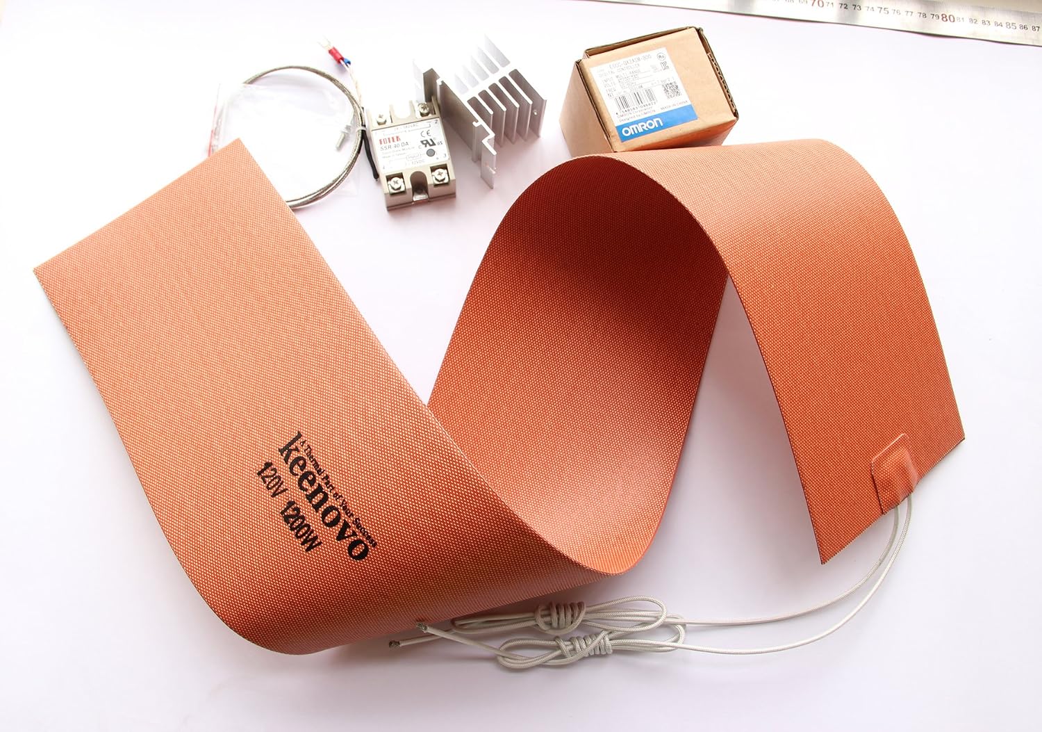 KEENOVO Silicone Heater Blanket for Musical Instrument Bending/Molding, Guitar Side Bending Blanket, 6' X 36', 1200W@120V, w/PID Controller +SSR + K type Thermocouple Controlling Kit
