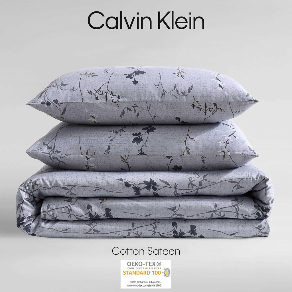 Calvin Klein - King Duvet Cover Set, Soft Cotton Sateen Bedding with Shams, Button & Corner Tie Closure (Wildflower Dusk Purple)