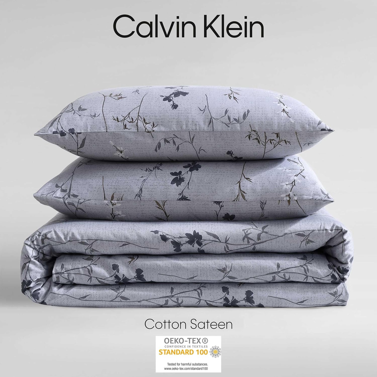 Calvin Klein - King Duvet Cover Set, Soft Cotton Sateen Bedding with Shams, Button & Corner Tie Closure (Wildflower Dusk Purple)