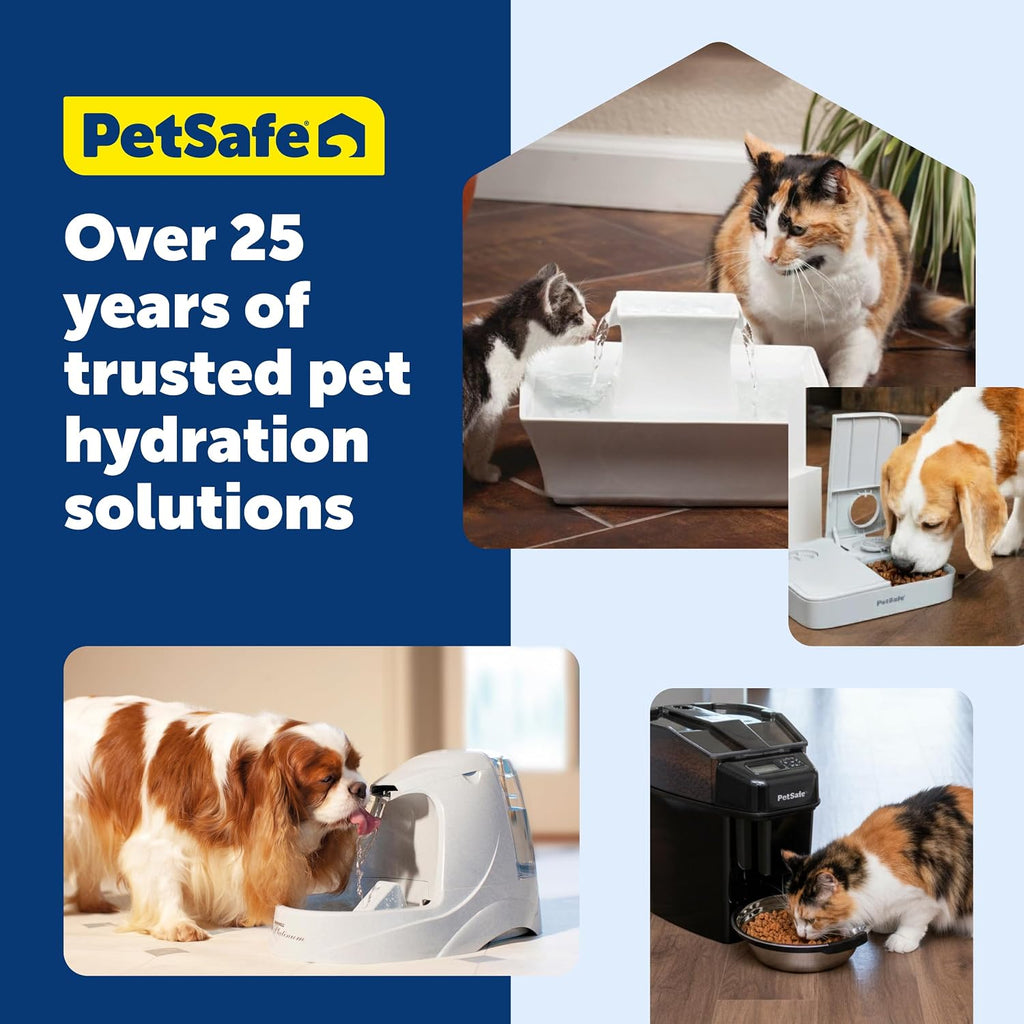 PetSafe Drinkwell Pagoda Pet Fountain 70 oz/ 2L Capacity,Elevated Indoor Ceramic Cat Water Fountain, 2 Levels of Free-Falling Stream, Included Carbon & Foam Filter Provide Fresh Water with Every Sip