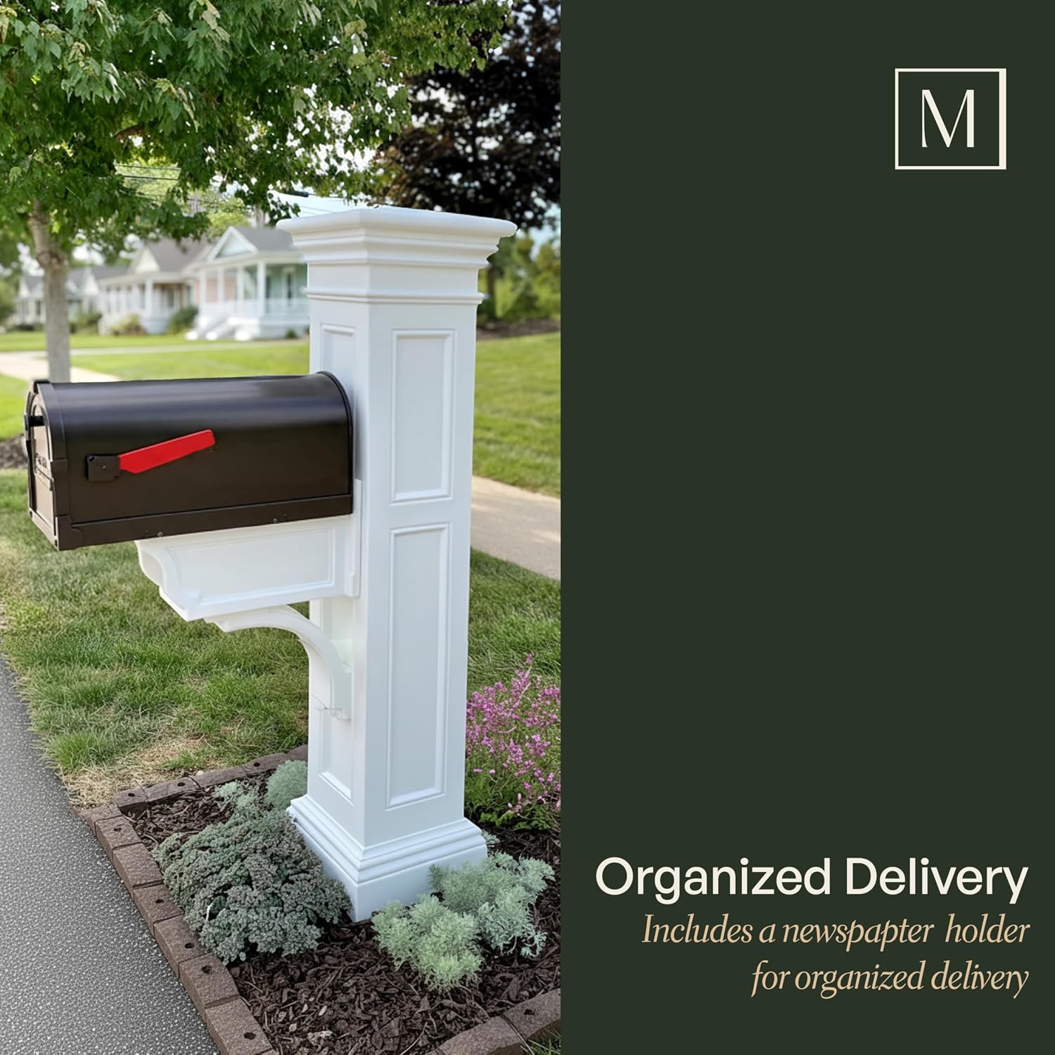 Mayne Inc. Liberty Single Arm Mail Post - Black - 31in L x 14in W x 64in H - Liberty Post & Arm, Hardware Kit (5805-B)