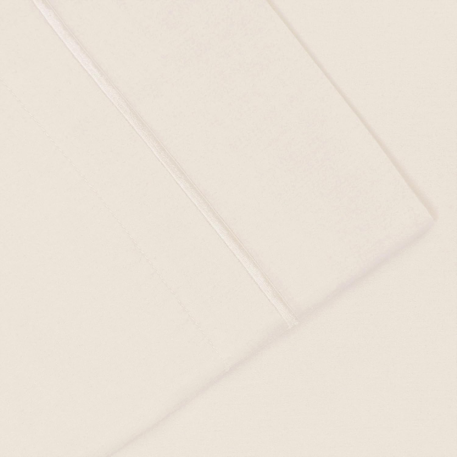Superior Egyptian Cotton 1500 Thread Count Bed Sheet Set, Daily Soft Sheets, Embroidered Marrow Stitch Hem, Bedding Essentials, 1 Deep Pocket Fitted Sheet, 1 Flat Sheet, 2 Pillowcases, Full, Ivory