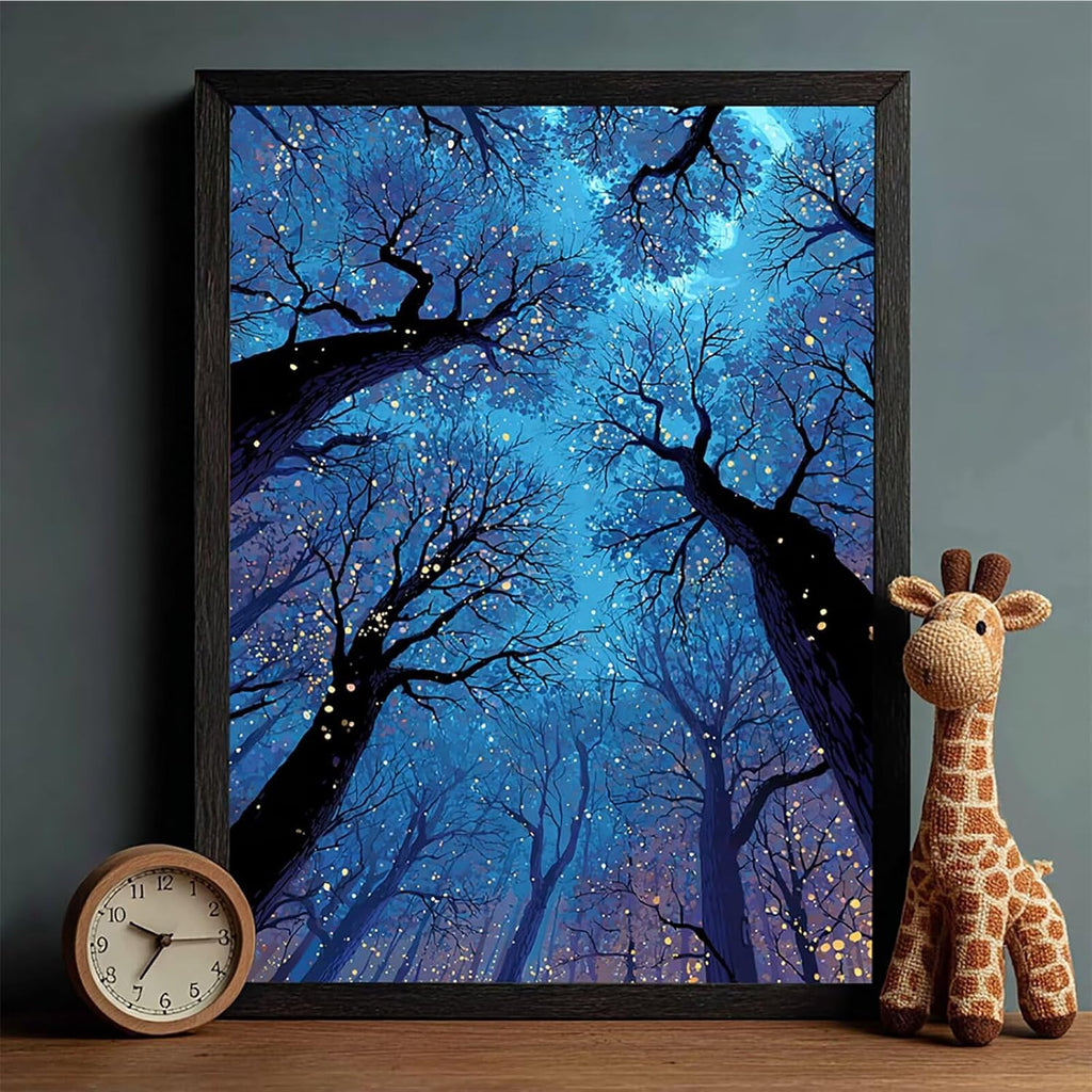 Starry Sky Diamond Art Kits for Adults, Tree 5D Diamond Painting, Full Drill Dimond Art Paintings for Beginners, DIY Pictures Gem Crafts for Adults, Hobbies for Women, Fall Decor, Gifts 40x54in E-2040