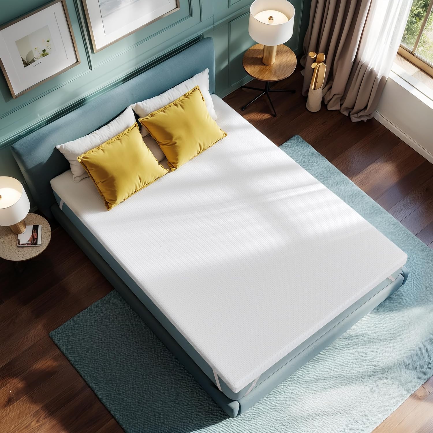 SyMax Memory Foam Mattress Topper, Gel Infused Foam Topper, Breathable Bed Topper with Cover, Pressure Relieving, CertiPUR-US Certified, 4 Inch(White Cover), King Size