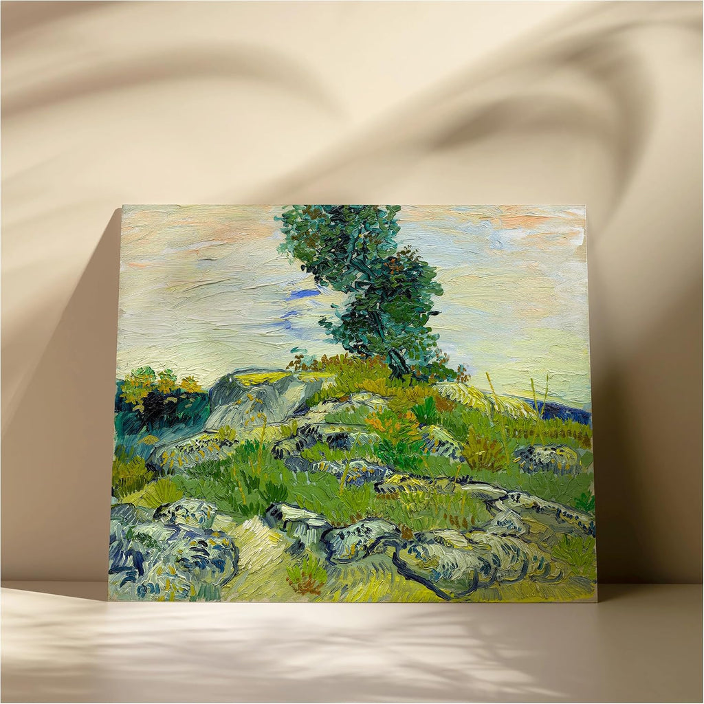 The Rocks Wall Art Canvas Prints 45x36x1.5, Vangogh Classic Art Reproductions. Giclee Print& Museum Quality Framed Art.