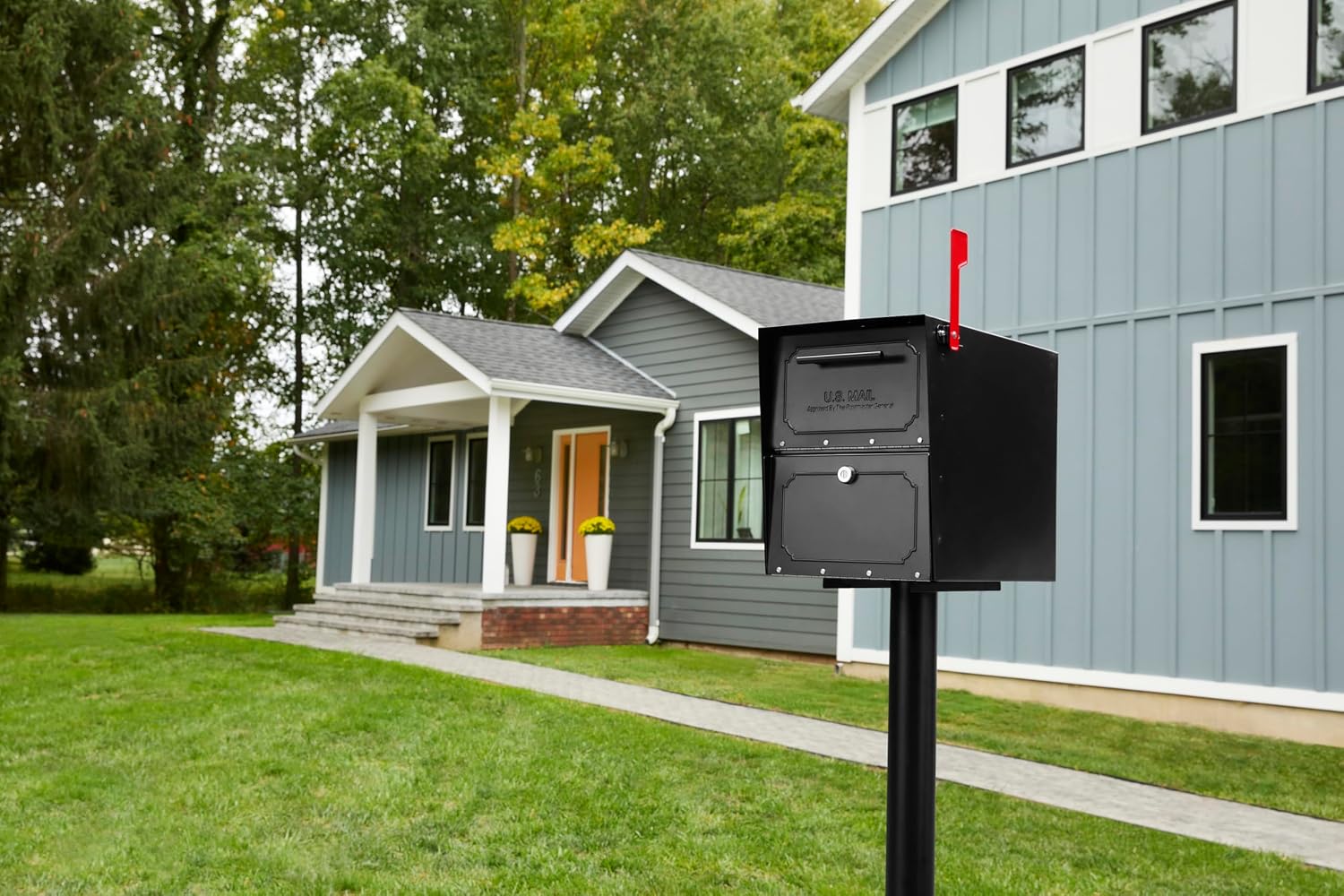 Architectural Mailboxes 6200B-10 Oasis Classic Locking Post Mount Parcel Mailbox with High Security Reinforced Lock,Black,18.00 x 15.00 x 11.50 inches