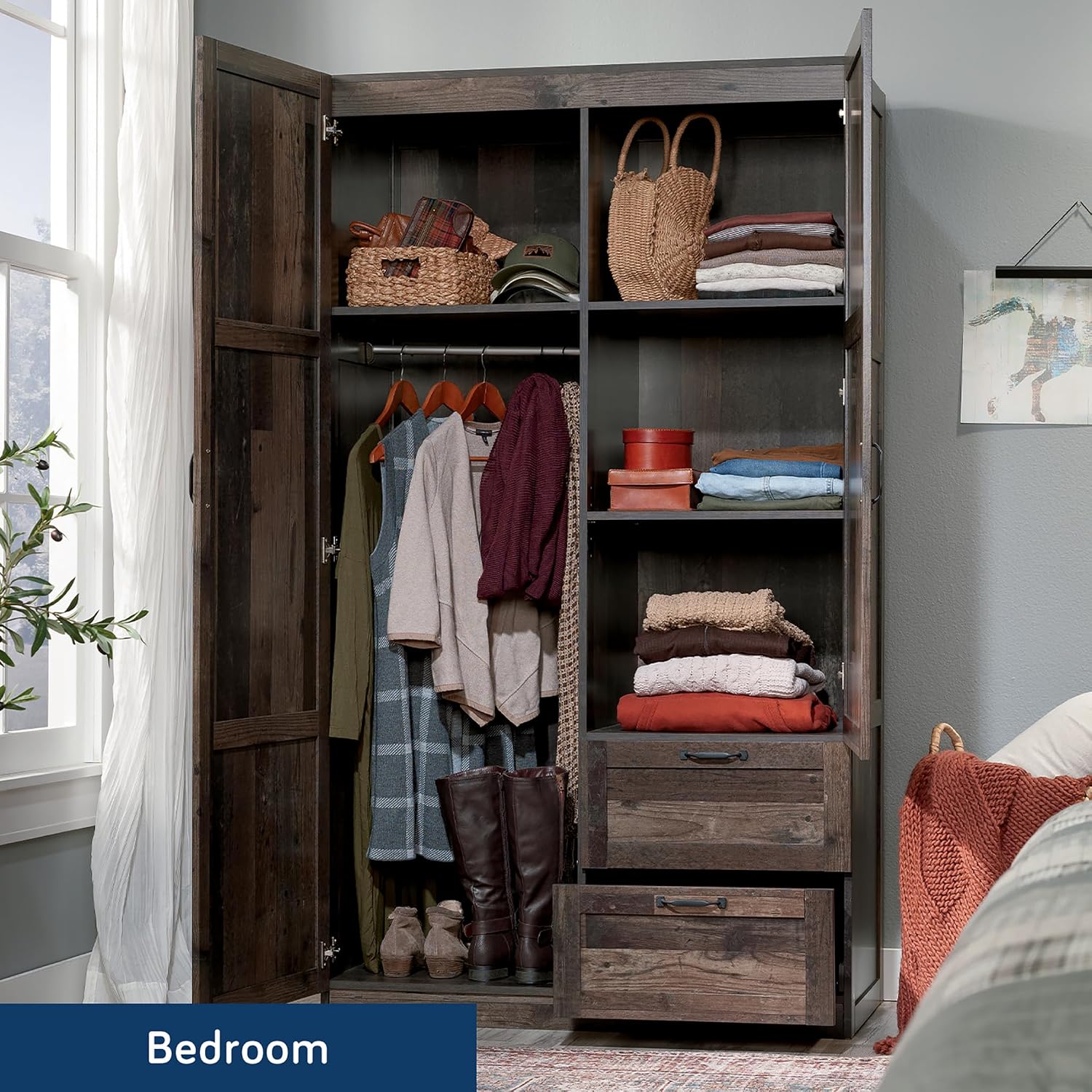 Sauder Miscellaneous Storage Wardrobe/Storage Cabinet/Pantry Cabinet, Reclaimed Pine Finish | Miscellaneous Storage